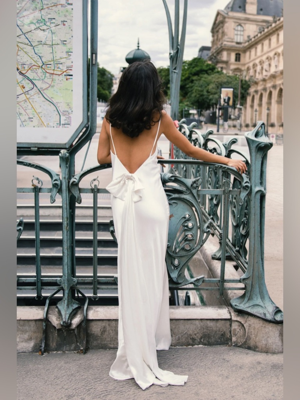 Meshki White Satin Slip Maxi Dress